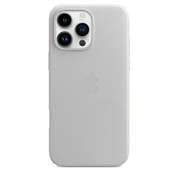 iPhone 16 Pro Max Leather Case, Compatible with MagSafe, Premium Tumbled Leather, Metal Buttons, Slim Fit&Durable, Distinctive Texture Cover Light Grey