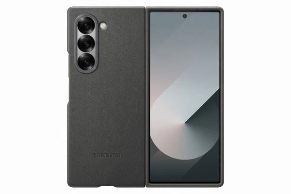 Samsung Galaxy Z Fold 6 Leather Phone Case, Snug Fit, Soft Inside, Protective Cover, Grey - mobilecasez