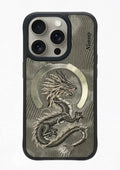 Nimmy Design Dreamy Animal Series Magnetic Safe Case for Apple iPhone 16 Pro Max 3D Embroidery Anti-Slip Scratch Resistant Protective Cover ( Golden Dragon) - mobilecasez