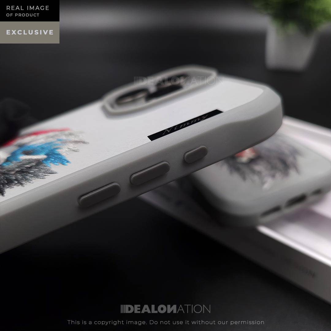 iPhone 15 Pro Max 3D EMBROIDERED LEATHER LION CASE- Grey - mobilecasez