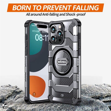 wlons Magnetic for iPhone 15 Plus Case,Compatible with Magsafe Anti-Slip Hard Armor Military Grade Shockproof Cover with Translucent Matte Full Body Rugged Heavy Duty Protection Phone Case - Black