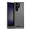 Leather Metal Button MagSafe Phone Back Case for Samsung Galaxy S24 FE- Grey - mobilecasez