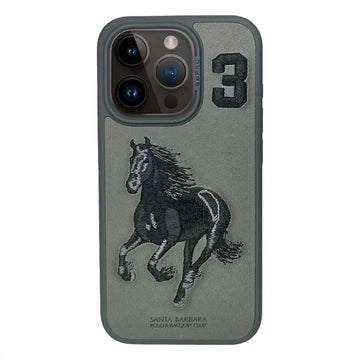 Aventurine Accessories SantaBarbara Polo Boris Series Leather Case, Protective Case (iPhone15 Pro Max, Grey)