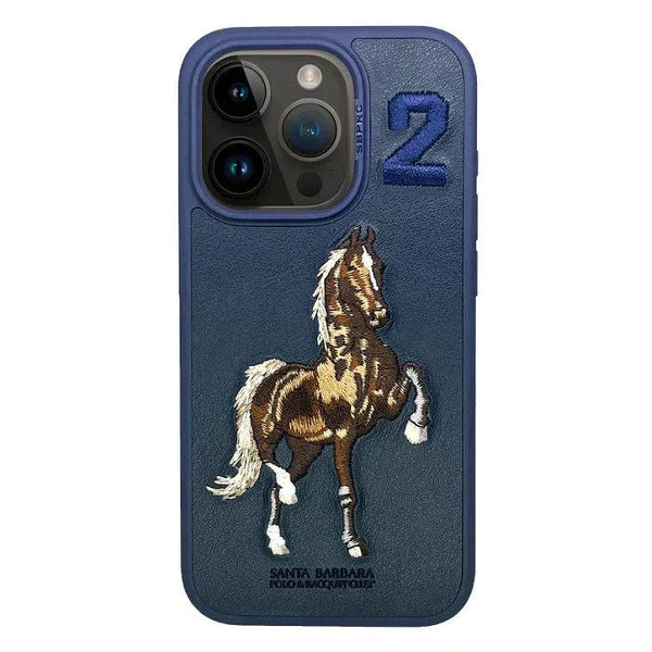 Aventurine Accessories SantaBarbara Polo Boris Series Leather Case, Protective Case (iPhone16 Pro, Blue) - mobilecasez