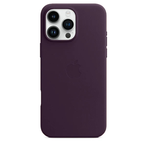 iPhone 15 Plus Leather Case, Compatible with MagSafe, Premium Tumbled Leather, Metal Buttons, Slim Fit&Durable, Distinctive Texture Cover Purple