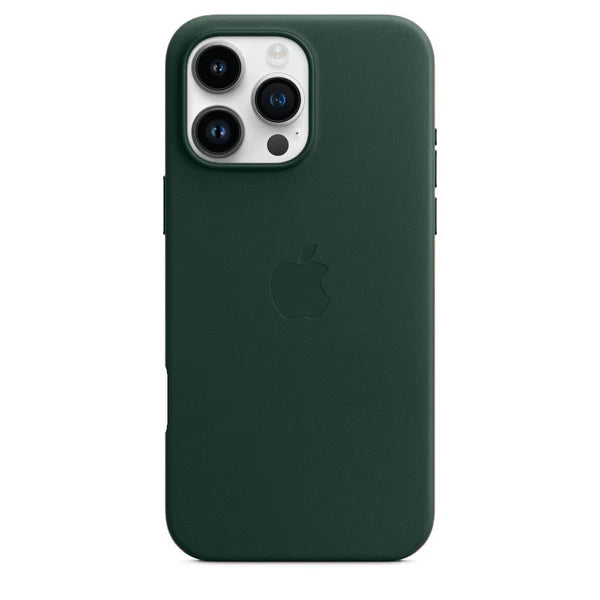 iPhone 15 Plus Leather Case, Compatible with MagSafe, Premium Tumbled Leather, Metal Buttons, Slim Fit&Durable, Distinctive Texture Cover Green