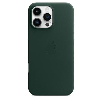 iPhone 15 Leather Case, Compatible with MagSafe, Premium Tumbled Leather, Metal Buttons, Slim Fit&Durable, Distinctive Texture Cover Green