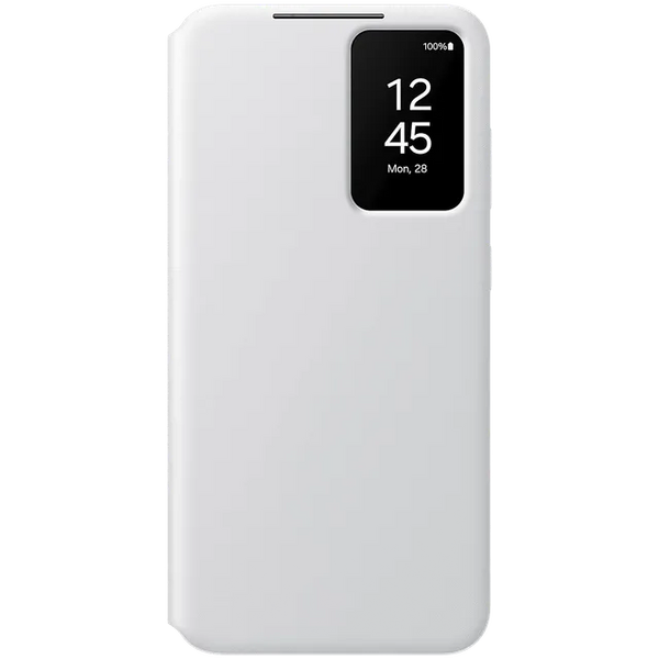 Ultra Hybrid Smart View Wallet Case for Samsung Galaxy S25 Ultra | Flip Leather Cover with NFC Display Activation via App | Magnetic Closure | Card Holder | Stand Feature (White) - mobileCasez