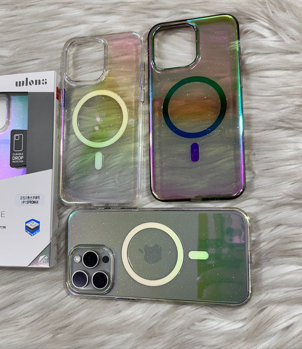 Wlons Compatible with iPhone 15 Pro Max Case for Women, [Optical Gradient Colorfull] Anti-Yellowing Slim Thin Hard Back Cover - Rainbow - mobilecasez