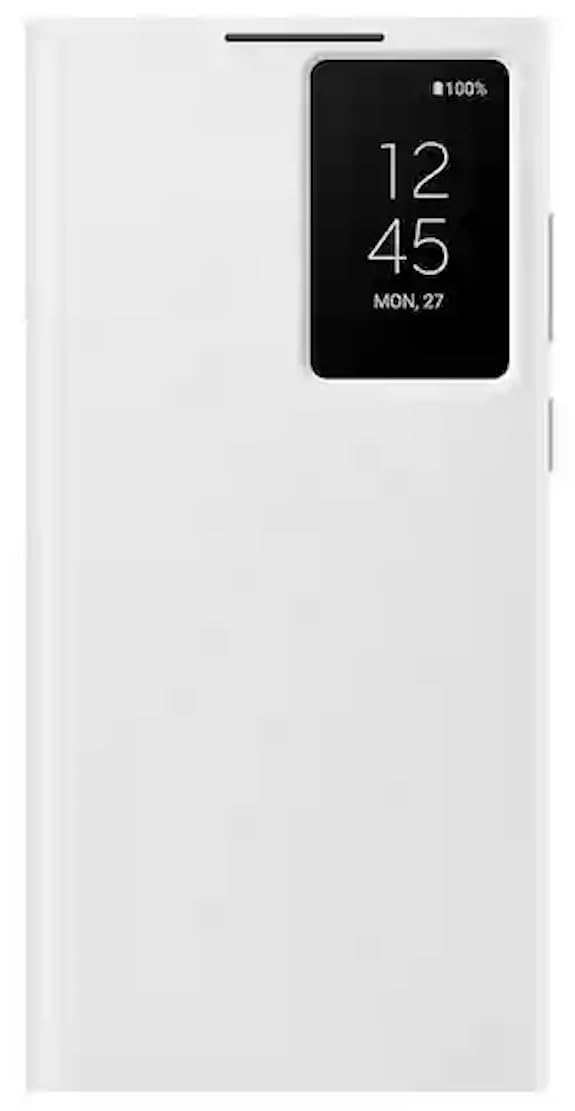 Samsung Galaxy S22 Ultra S-View/Smart View Wallet Flip Case - Protective Leather Cover with Smart Screen Display, Tap Control, Slim Design, and Built-in Card Holder Pocket (white) - mobileCasez