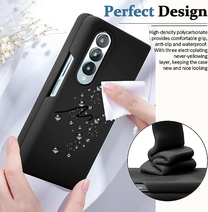 Samsung Z Fold 4 Silicone Back Cover Full Protection Shock Proof Case Compatible with Samsung Galaxy Z Fold 4 (Black) - mobilecasez