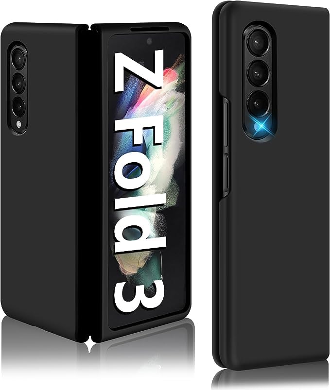 Samsung Z Fold 3 Silicone Back Cover Full Protection Shock Proof Case Compatible with Samsung Galaxy Z Fold 3 (Black)