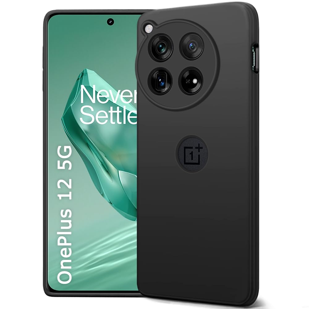 Silicone Back Cover Case for OnePlus 12 5G | Soft Micro-Fibre Lining Inside | Camera Protection Bump | Shockproof Back Cover Case for OnePlus 12 5G (Silicone, Black) - mobilecasez