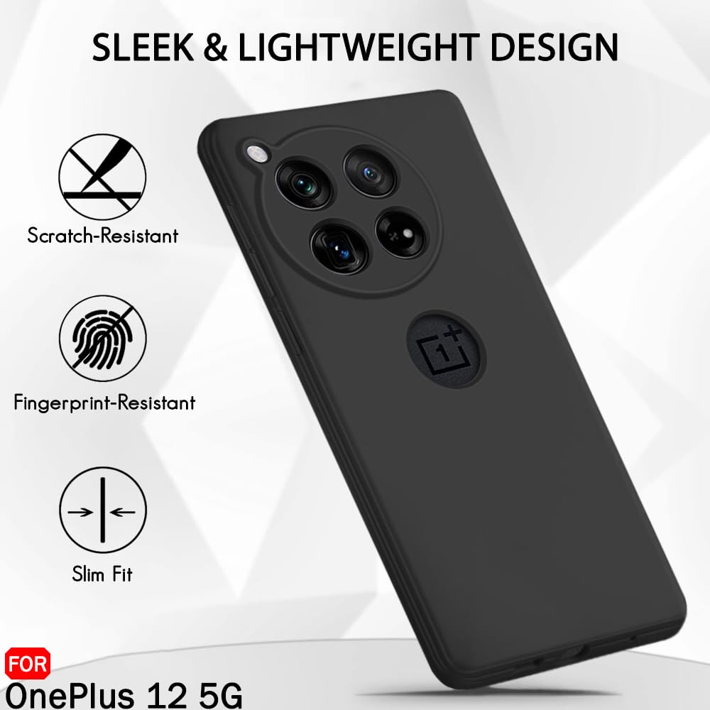 Silicone Back Cover Case for OnePlus 12 5G | Soft Micro-Fibre Lining Inside | Camera Protection Bump | Shockproof Back Cover Case for OnePlus 12 5G (Silicone, Black) - mobilecasez