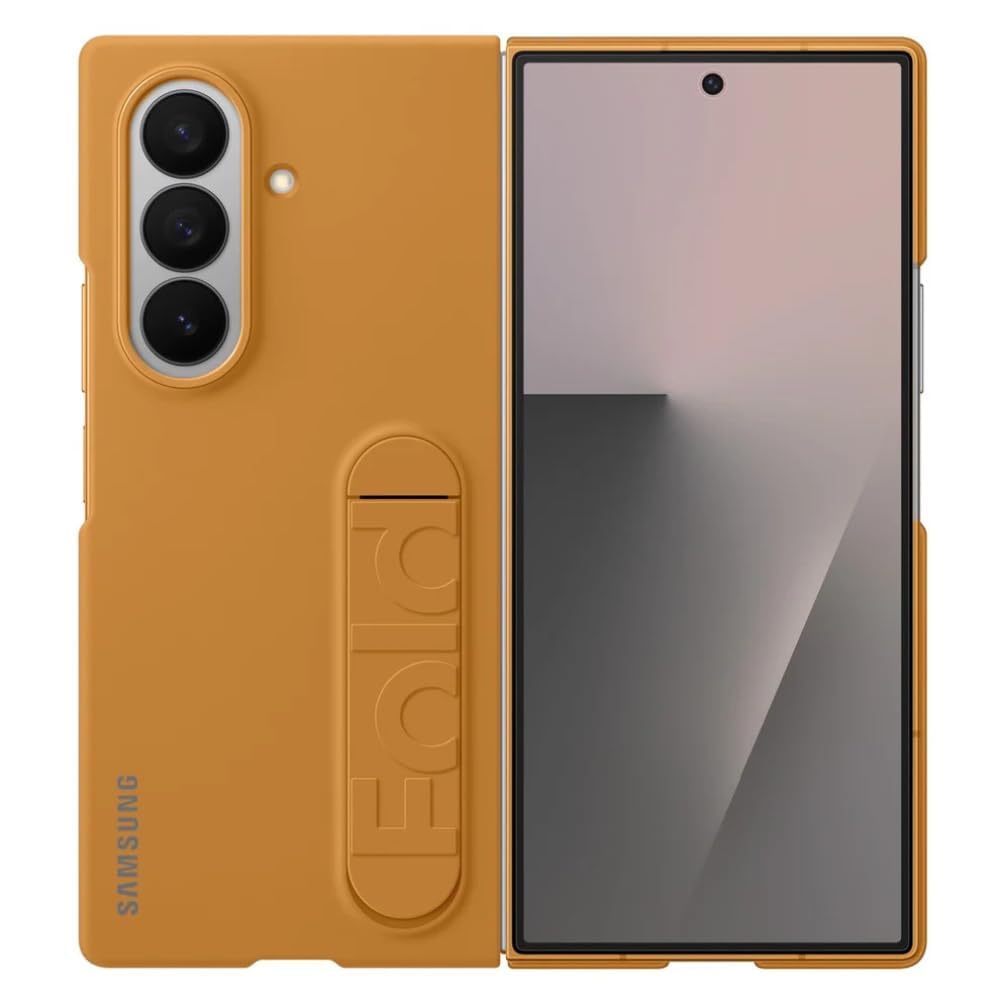 Ultra Hybrid Compatible with Samsung Galaxy Z Fold 8 Case/Cover with Stand & Protection | Silicone Cover with Kickstand (Brown)