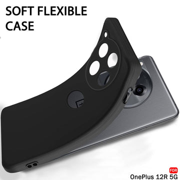 Silicone Back Cover Case for OnePlus 12R 5G | Soft Micro-Fibre Lining Inside | Camera Protection Bump | Shockproof Back Cover Case for OnePlus 12R 5G (Silicone, Black)