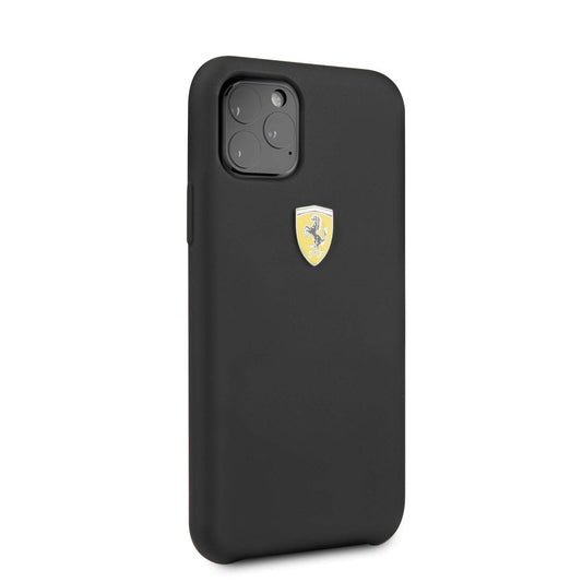 Ferrari FESSIHCN65R Scuderia Silicone Case with Logo Shield for iPhone 16 Pro (Black)