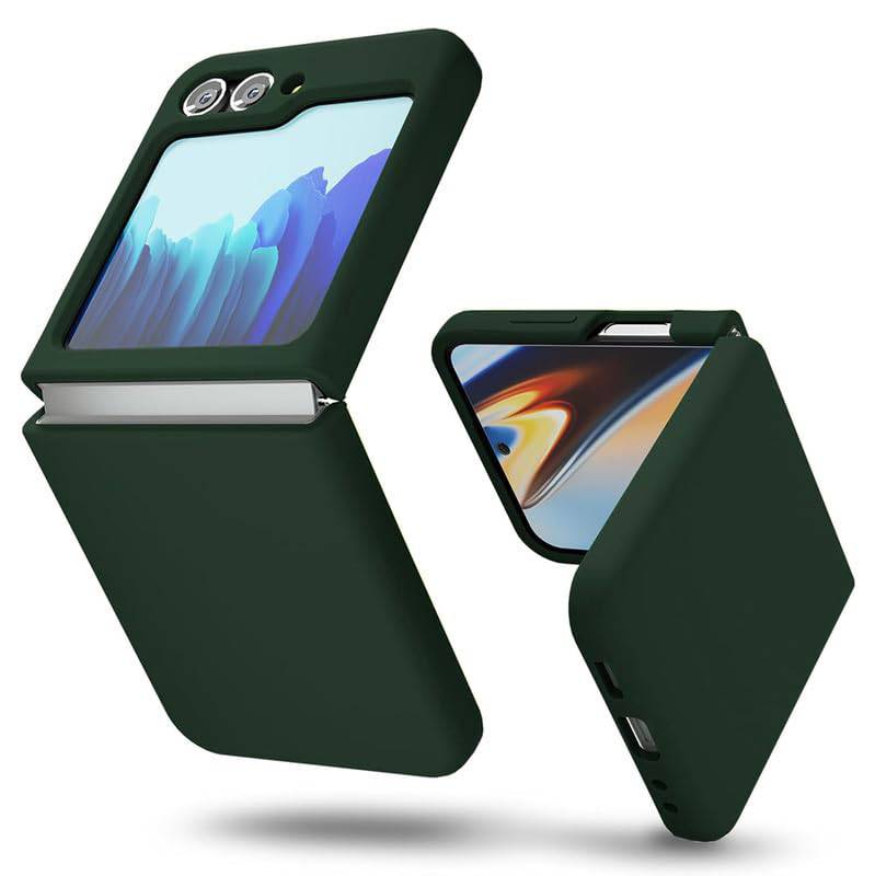 Samsung Galaxy Z Flip 5 5G Phone Case |Liquid Silicone| Thin, Slim, Soft Rubber Gel Case | Raised Bezels for Extra Protection of Camera & Screen (Green).