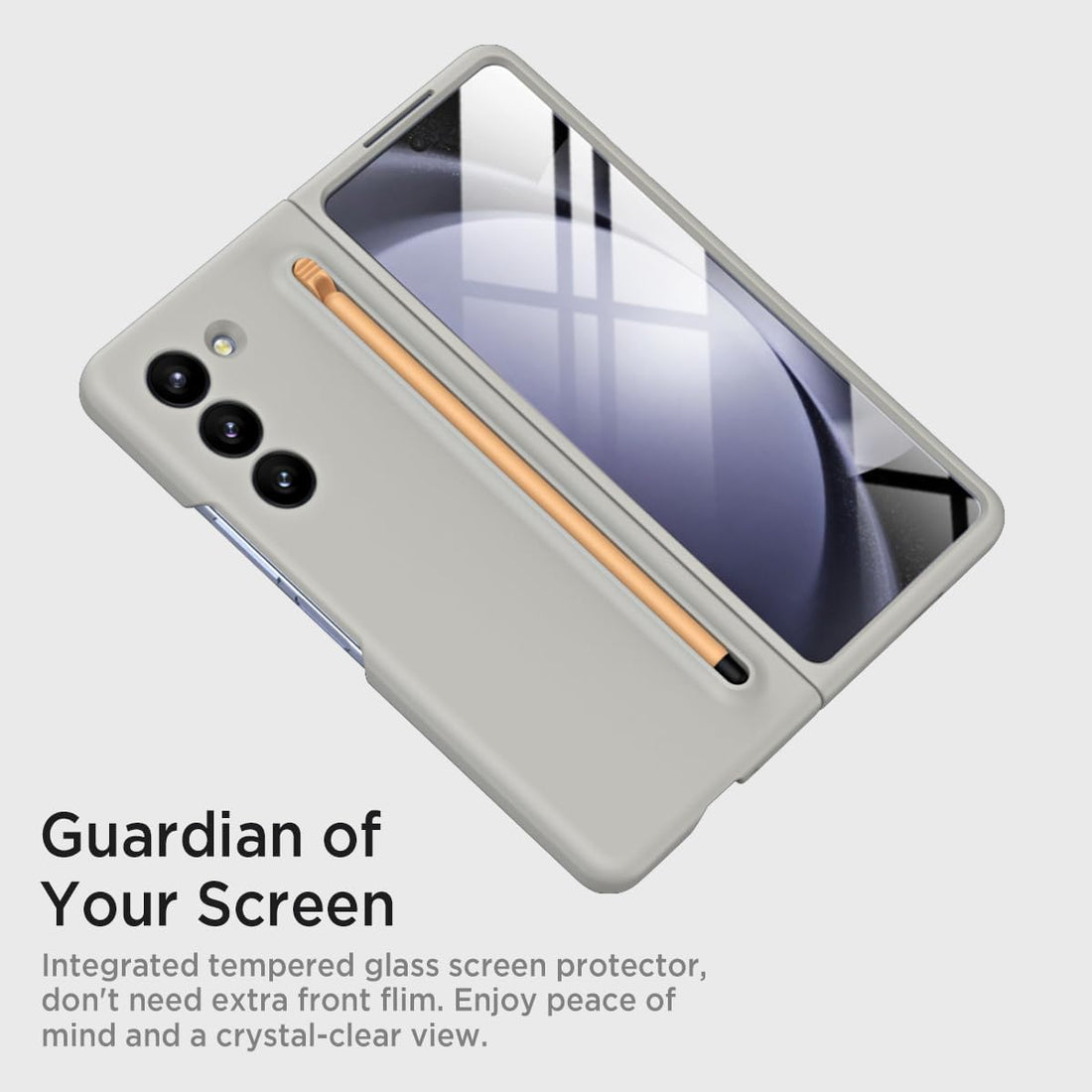 Samsung Galaxy Z Fold 6 Case S Pen Fold Edition with Front Glass, Silky Liquid PC Matte Bumper Cover Case for Samsung Galaxy Z Fold6 (Light Grey) - mobilecasez