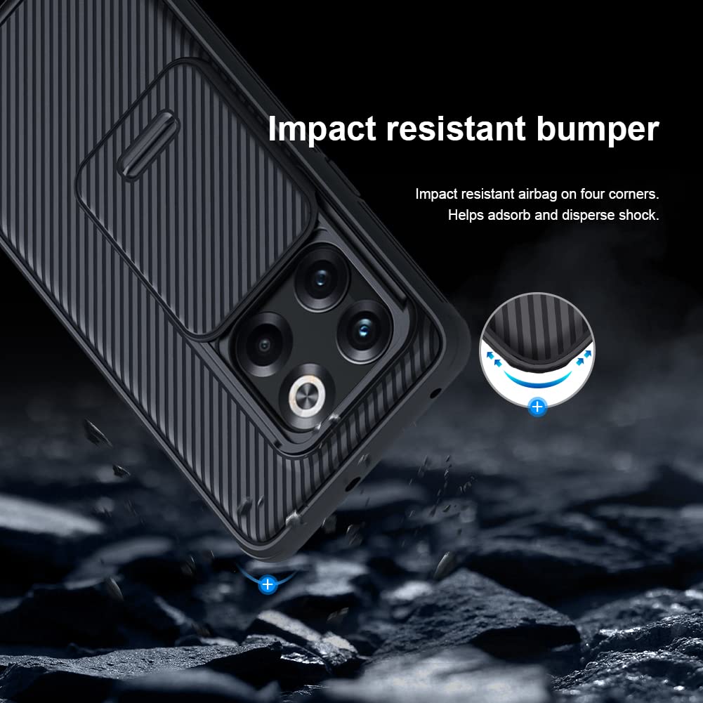 Nillkin Case for OnePlus 10T (1+10) T (6.7" Inch) CamShield Pro Camera Slider Double Layered Protection TPU + PC Black Color - mobilecasez