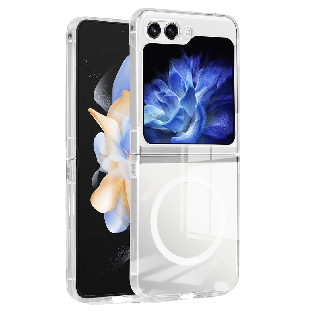 Samsung Galaxy Z Flip 6 Clear Case Compatible with MagSafe, Slim Fit Crystal Clear Hard PC & Soft TPU Bumper Cover Transparent Skin Corners Rubber Shockproof Heavy Duty Protection (Clear) - mobilecasez