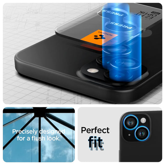 Spigen EZ Fit Optik Pro Tempered Glass Camera Lens Protector Guard for iPhone 14 (Black) - 1 Pack