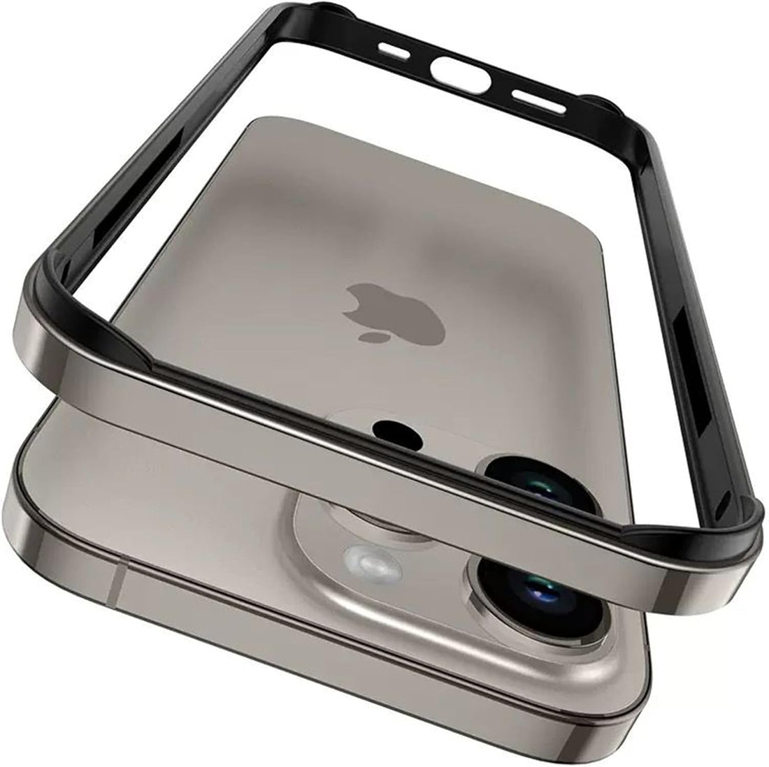 New Aluminum Frame Metal Bumper Frame Slim Hard Case Cover for iPhone 16 Pro, Metal Frame Armor with Soft Inner Bumper, Raised Edge Protection (Titanium Grey, for iPhone 16 pro) - mobilecasez