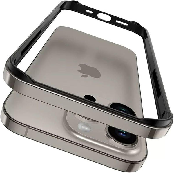 New Aluminum Frame Metal Bumper Frame Slim Hard Case Cover for iPhone 16 Pro, Metal Frame Armor with Soft Inner Bumper, Raised Edge Protection (Titanium Grey, for iPhone 16 pro) - mobilecasez