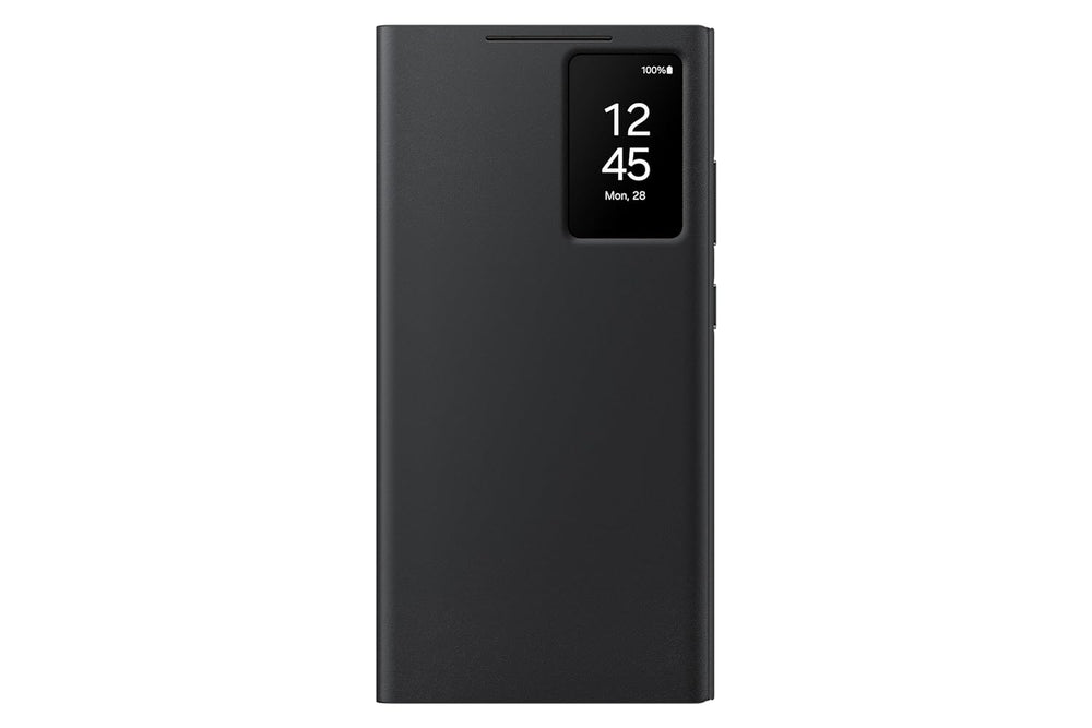 Samsung Galaxy S24 Ultra S-View/Smart View Wallet Flip Case - Protective Leather Cover with Smart Screen Display, Tap Control, Slim Design, and Built-in Card Holder Pocket (Black)