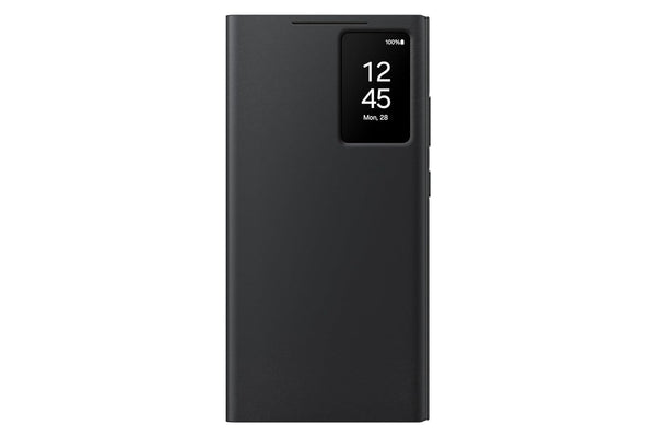 Samsung Galaxy S24 S-View/Smart View Wallet Flip Case - Protective Leather Cover with Smart Screen Display, Tap Control, Slim Design, and Built-in Card Holder Pocket (Black) - mobilecasez