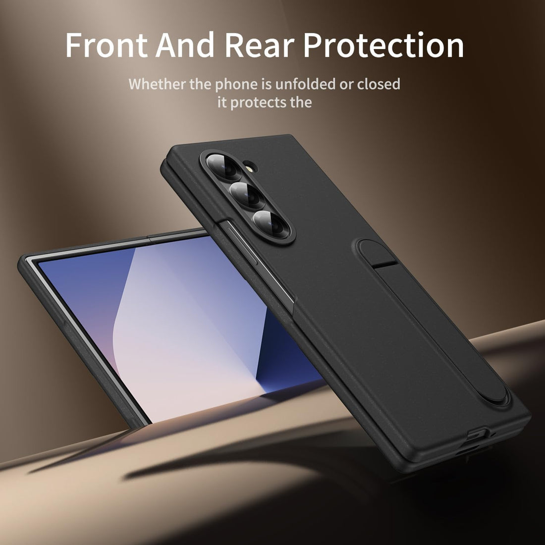 KINDSUIT Leather Case with Stand for Samsung Galaxy Z Fold 7 - Black