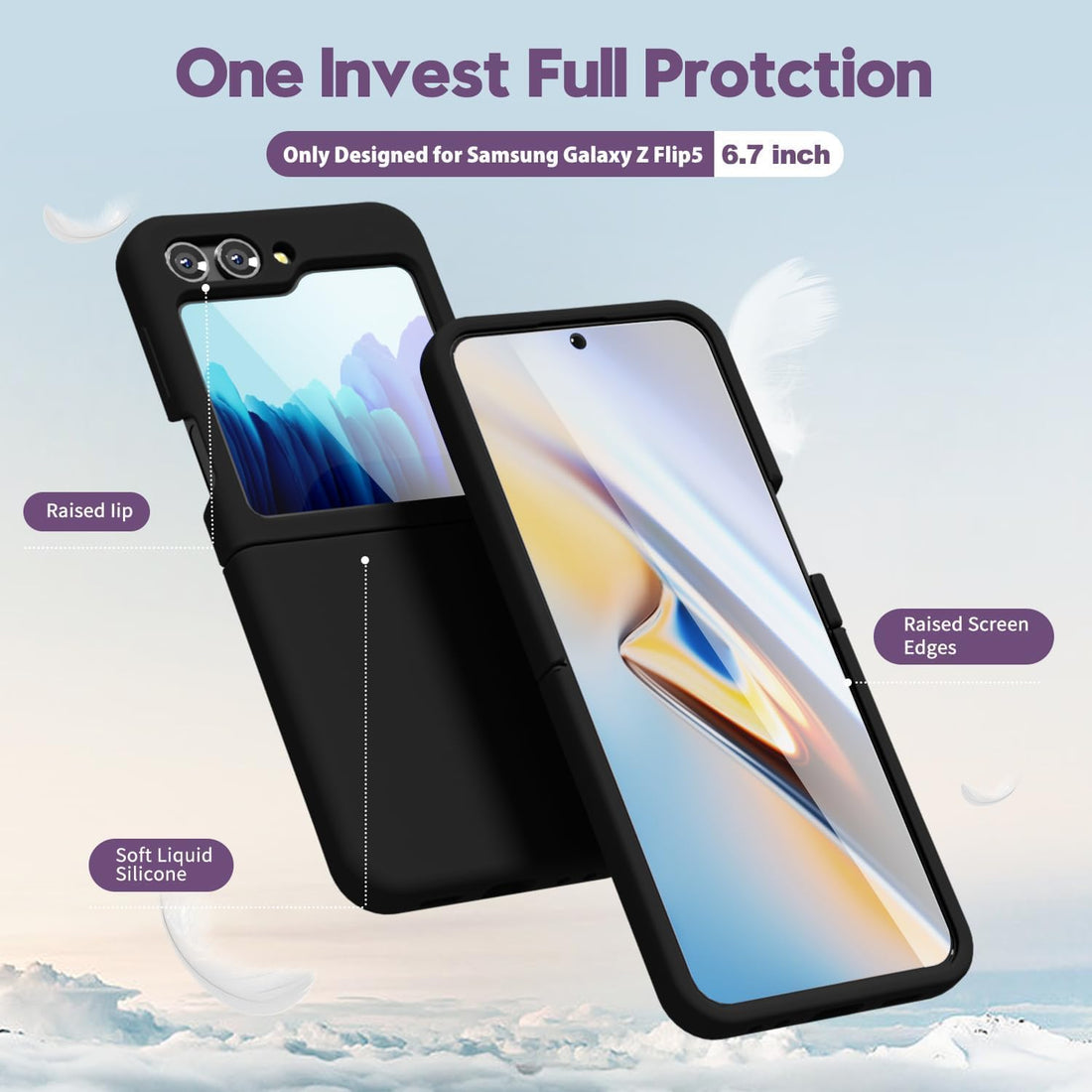Back Cover Liquid Silicone Full Protection Shock Proof for Samsung Galaxy Z Flip 5 Samsung Galaxy Z Flip 5 Back Cover (Samsung-Silicone Z Flip 5, Black) - mobilecasez