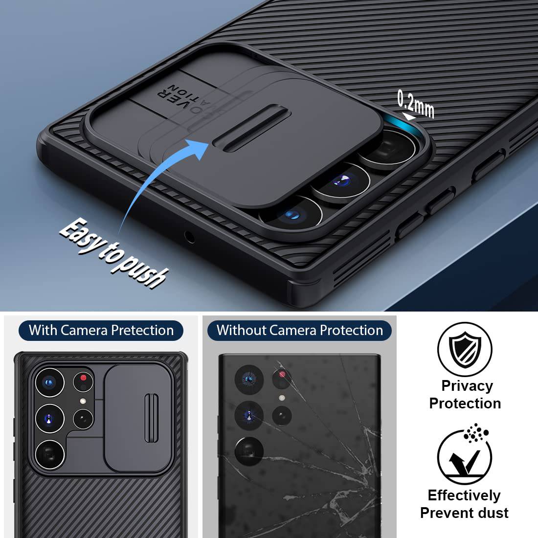 Nillkin TPU CamShield Pro with Slide Camera Cover for Samsung S24 Ultra 5g case 6.8'' - Black - mobilecasez