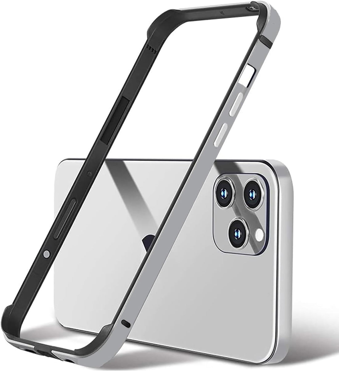 New Aluminum Frame Metal Bumper Frame Slim Hard Case Cover for iPhone 16 Pro, Metal Frame Armor with Soft Inner Bumper, Raised Edge Protection (Silver, for iPhone 16 Pro) - mobilecasez