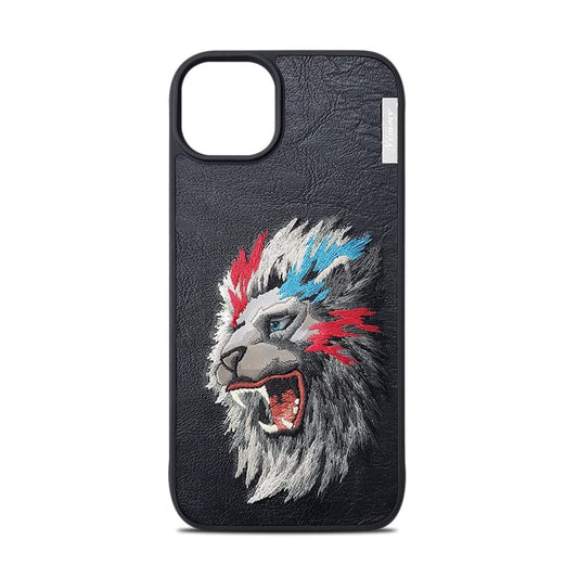 Nimmy 3D Embroidery Leather Lion Back Case Compatible with for iPhone 14 Pro