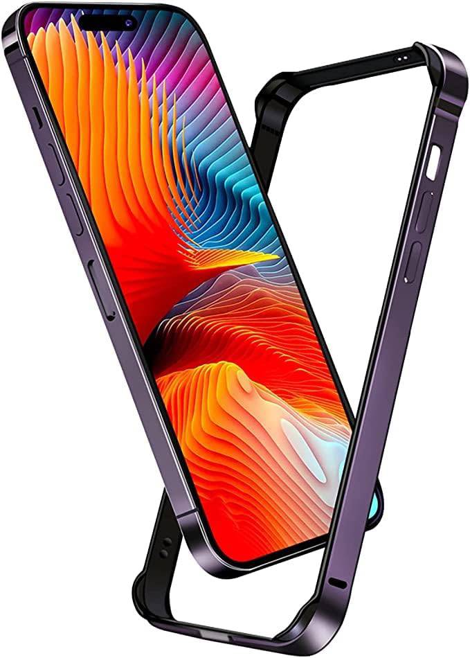 New Aluminum Frame Metal Bumper Frame Slim Hard Case Cover for iPhone 16 Plus, Metal Frame Armor with Soft Inner Bumper, Raised Edge Protection (Purple, for iPhone 16 Plus)