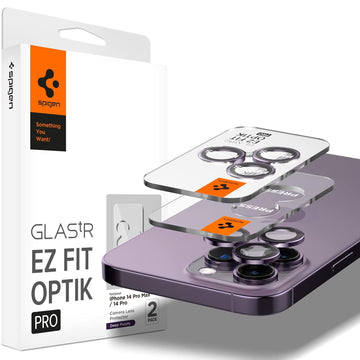 Spigen EZ Fit Optik Pro Tempered Glass Camera Lens Protector Guard for iPhone 14 Pro (Purple) - 1 Pack