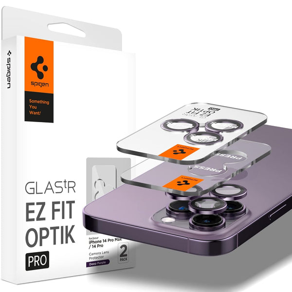 Spigen EZ Fit Optik Pro Tempered Glass Camera Lens Protector Guard for iPhone 14 Pro Max (Purple) - 1 Pack - mobilecasez