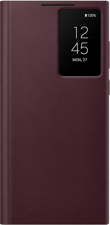Samsung Galaxy Z FOLD 6 Smart S-View Window Flip Wallet Leather Case -Burgundy