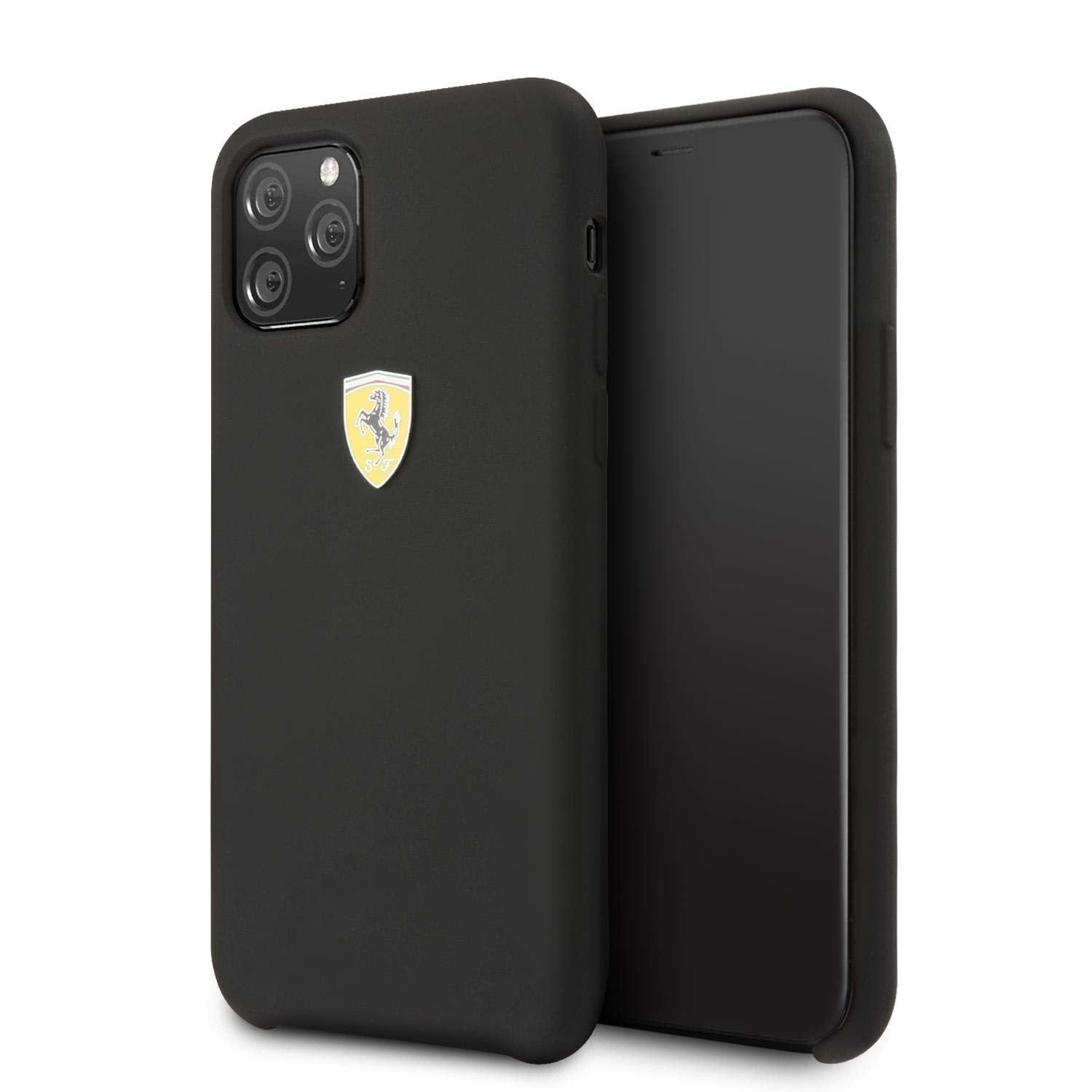 Ferrari FESSIHCN65R Scuderia Silicone Case with Logo Shield for iPhone 16 Pro (Black)