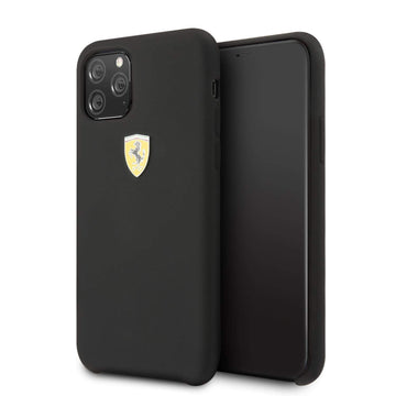 Ferrari FESSIHCN65R Scuderia Silicone Case with Logo Shield for iPhone 16 Pro (Black)