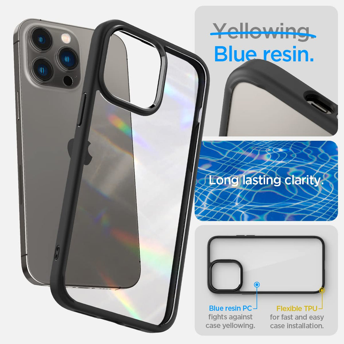 Spigen Ultra Hybrid Back Cover Case Compatible with iPhone 15 Pro (TPU + Poly Carbonate | Matte Black) - mobilecasez