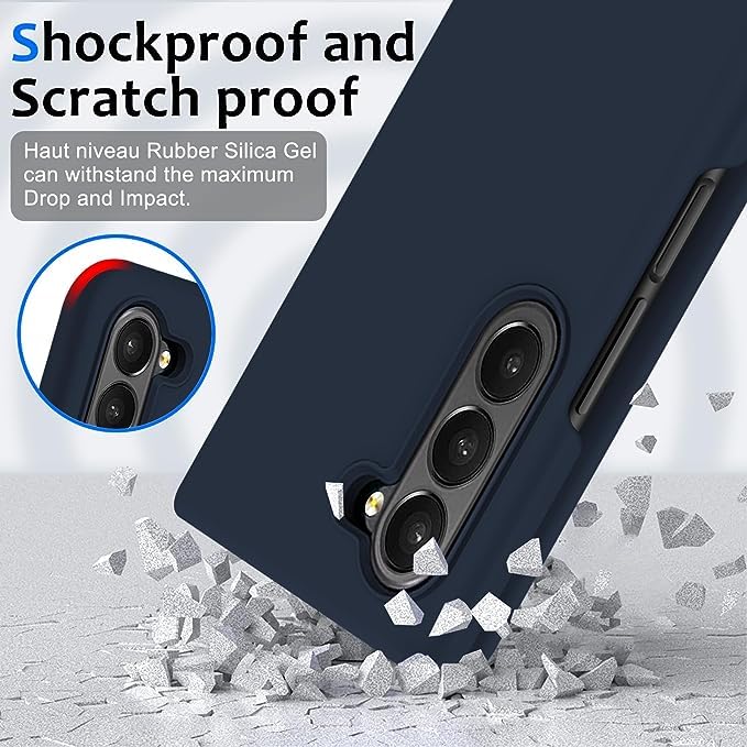 Samsung Z Fold 6 Silicone Case Full Protection Shock Proof Case for Samsung Galaxy Z Fold 6 (Blue) - mobilecasez