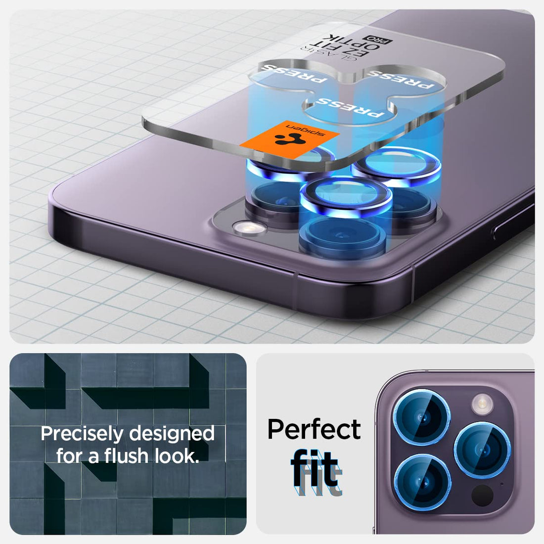 Spigen EZ Fit Optik Pro Tempered Glass Camera Lens Protector Guard for iPhone 14 Pro Max (Purple) - 1 Pack