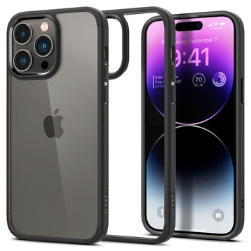 Spigen Ultra Hybrid Back Cover Case Compatible with iPhone 15 Pro max (TPU + Poly Carbonate | Matte Black)