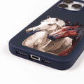 The ISIDORE Series Genuine Santa Barbara Polo Mobile Back Cover for iPhone 15 Pro Max|Men and Women||Horse Series||Embroidery Cover||Luxury Back Case||Free Leather Cover of Same Model Inside| (Navy Blue) - mobilecasez