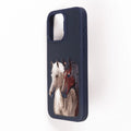The ISIDORE Series Genuine Santa Barbara Polo Mobile Back Cover for iPhone 15 Pro Max|Men and Women||Horse Series||Embroidery Cover||Luxury Back Case||Free Leather Cover of Same Model Inside| (Navy Blue) - mobilecasez