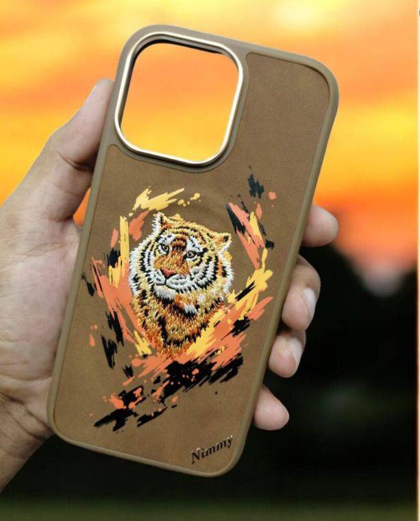 Nimmy Dazzling Animal Series MagSafe & Metal Ring for iPhone 16 Pro Max Series - Brown Tiger - mobilecasez