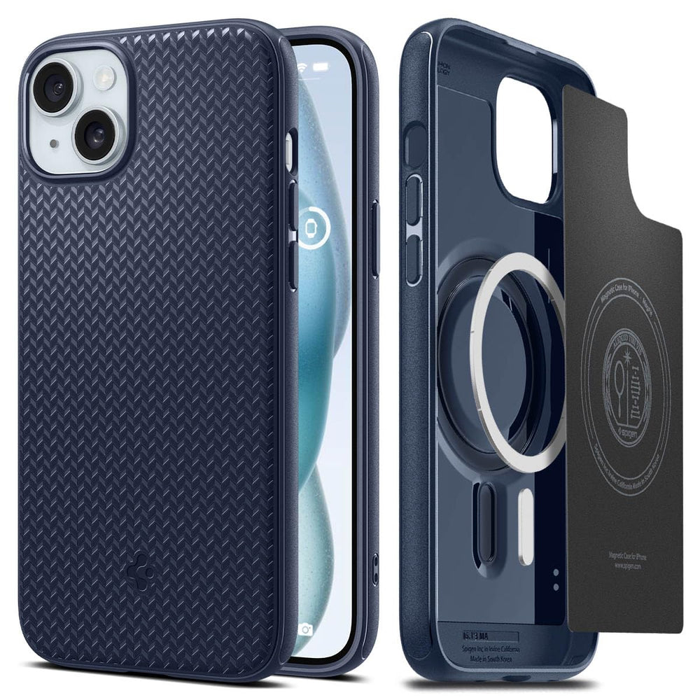 Spigen Mag Armor Magfit Back Cover Case Compatible with iPhone 15 Pro (TPU + Poly Carbonate | Navy Blue)