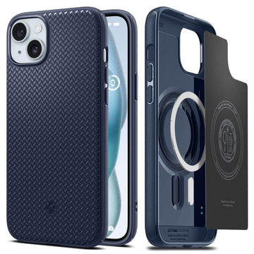 Spigen Mag Armor Magfit Back Cover Case Compatible with iPhone 14 Plus (TPU + Poly Carbonate | Navy Blue)